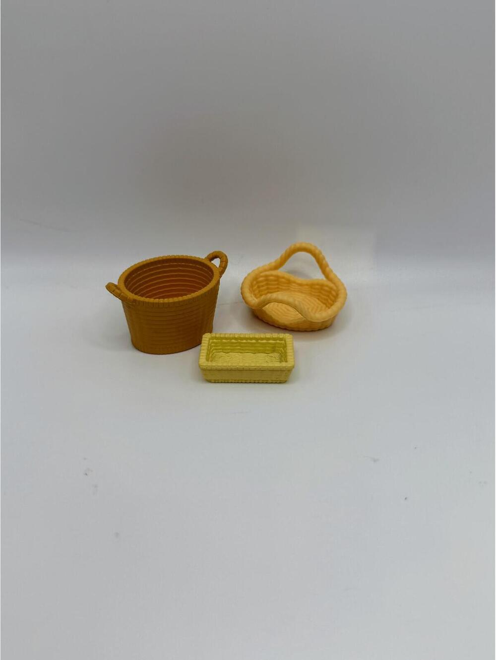 Calico Critters Mini Basket Set 1:16 Scale Dollhouse Accessories 3pc Lot